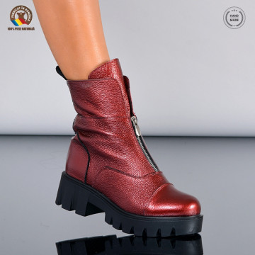 Ghete Dama Piele Naturala Floress Bordo - Need 4 Shoes
