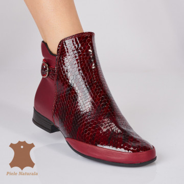 Ghete Dama Piele Naturala Hazal 3 Bordo