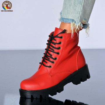 Ghete Dama Piele Naturala Maryn Rosii- Need 4 Shoes
