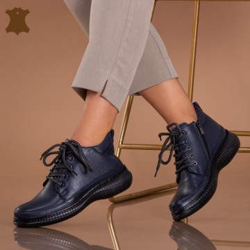 Ghete Dama Piele Naturala Naira Navy - Need 4 Shoes