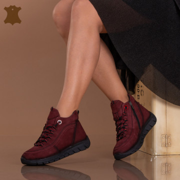 Ghete Dama Piele Naturala Vera Bordo - Need 4 Shoes