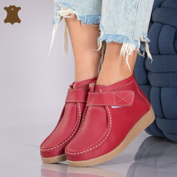 Ghete Dama Piele Naturala Zora Red - Need 4 Shoes