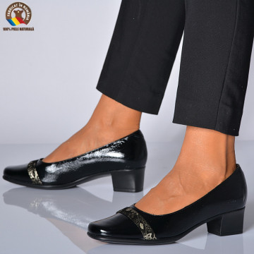 Pantofi Cu Toc Piele Naturala Atina Negri-Need 4 Shoes