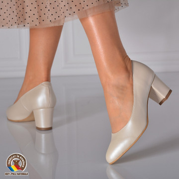 Pantofi Cu Toc Piele Naturala Cecilia  Bej- Need 4 Shoes