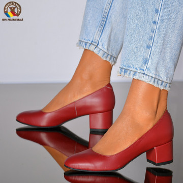 Pantofi Cu Toc Piele Naturala Delia Red - Need 4 Shoes