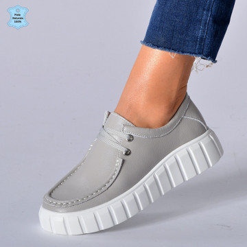Pantofi Dama Piele Naturala Aime Gri- Need 4 Shoes