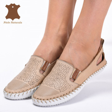 Pantofi Dama Piele Naturala Cauani Bej- Need 4 Shoes