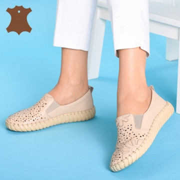 Pantofi Dama Piele Naturala Doti Bej- Need 4 Shoes