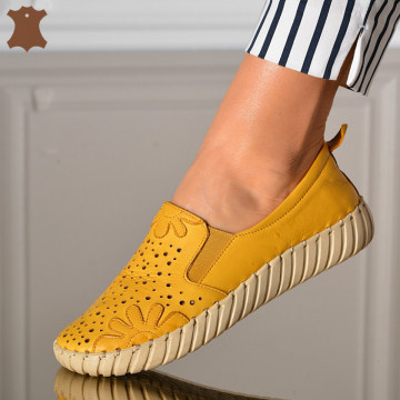 Pantofi Dama Piele Naturala Doti Mustar- Need 4 Shoes