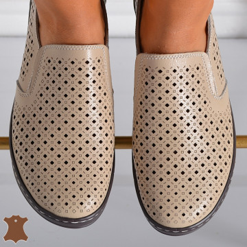 Pantofi Dama Piele Naturala Ilona Bej- Need 4 Shoes