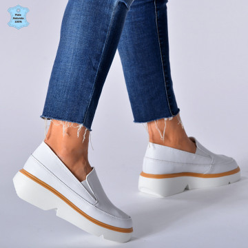 Pantofi Dama Piele Naturala Isadora Albi- Need 4 Shoes