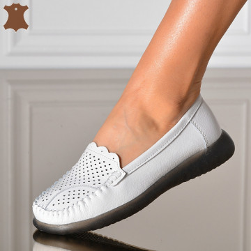 Pantofi Dama Piele Naturala Romina Albi- Need 4 Shoes