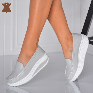 Pantofi Dama Piele Naturala Zena 2 Gri- Need 4 Shoes - Need 4 Shoes
