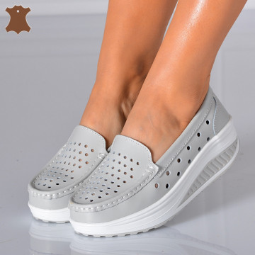 Pantofi Dama Piele Naturala Zena 3 Gri- Need 4 Shoes - Need 4 Shoes
