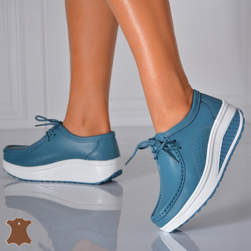 Pantofi Dama Piele Naturala Zena 5 Albastri- Need 4 Shoes 