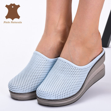 Saboti Medicinali Piele Naturala Rufina Albastri- Need 4 Shoes