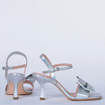 Sandale cu toc Piele Naturala Corina Argintii- Need 4 Shoes
