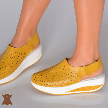 Sandale Dama Piele Naturala Elma Mustar- Need 4 Shoes