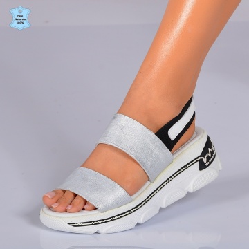 Sandale Dama Piele Naturala Mister Argintii- Need 4 Shoes