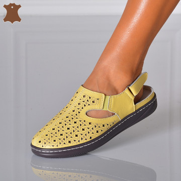 Sandale Dama Piele Naturala Patry Galbene- Need 4 Shoes