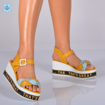 Sandale Piele Naturala Bony Galbene- Need 4 Shoes