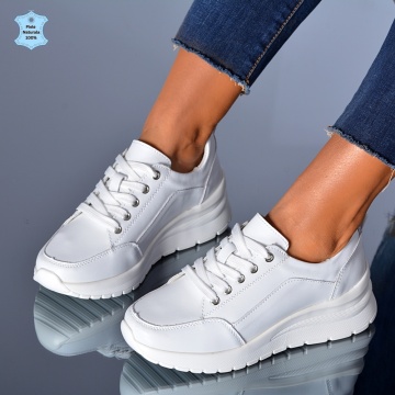Adidasi Dama Piele Naturala Ariela Albi- Need 4 Shoes
