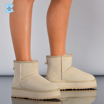 Cizme Dama Piele Naturala Minni Bej-Need 4 Shoes
