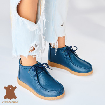 Ghete Dama Imblanite Piele Naturala Zora 2 Navy - Need 4 Shoes