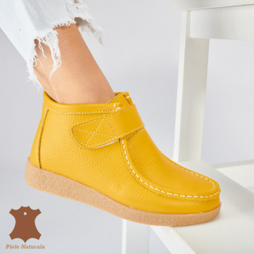 Ghete Dama Imblanite Piele Naturala Zora Yellow - Need 4 Shoes