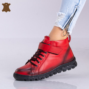 Ghete Dama Piele Naturala Flora Rosi - Need 4 Shoes