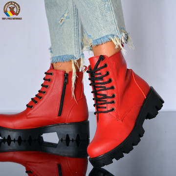 Ghete Dama Piele Naturala Maryn Rosii- Need 4 Shoes