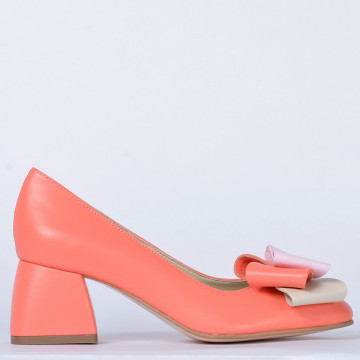 Pantofi Cu Toc Piele Naturala Arabella Somon- Need 4 Shoes