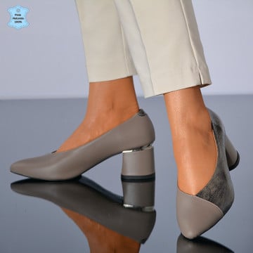 Pantofi Cu Toc Piele Naturala Divia Gri- Need 4 Shoes