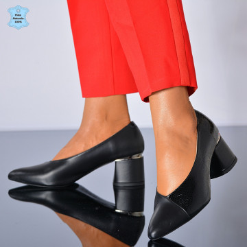 Pantofi Cu Toc Piele Naturala Divia Negri- Need 4 Shoes