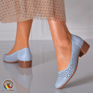 Pantofi Cu Toc Piele Naturala Minola Albastri-Need 4 Shoes