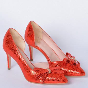 Pantofi Cu Toc Piele Naturala Miracle Rosii- Need 4 Shoes
