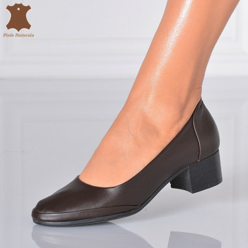 Pantofi Cu Toc Piele Naturala Sharon 2 Maro- Need 4 Shoes