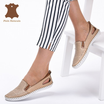 Pantofi Dama Piele Naturala Cauani Bej- Need 4 Shoes