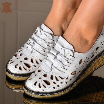 Pantofi Dama Piele Naturala Emy Albi- Need 4 Shoes