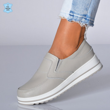 Pantofi Dama Piele Naturala Florena Gri- Need 4 Shoes