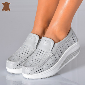 Pantofi Dama Piele Naturala Jet Gri- Need 4 Shoes