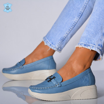 Pantofi Dama Piele Naturala Livia Albastri- Need 4 Shoes