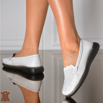 Pantofi Dama Piele Naturala Romina Albi- Need 4 Shoes