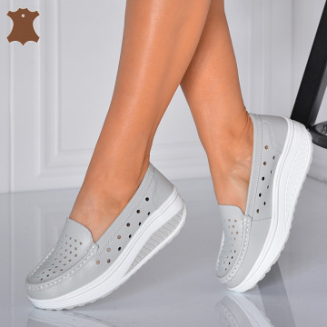 Pantofi Dama Piele Naturala Zena 3 Gri- Need 4 Shoes - Need 4 Shoes