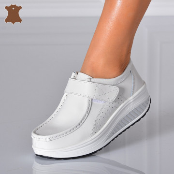 Pantofi Dama Piele Naturala Zena 6 Albi- Need 4 Shoes 