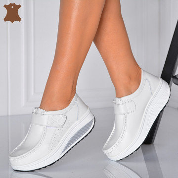Pantofi Dama Piele Naturala Zena 6 Albi- Need 4 Shoes 