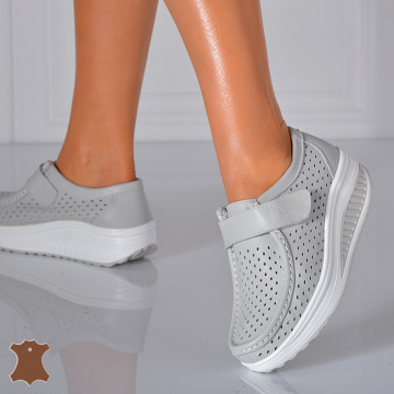 Pantofi Dama Piele Naturala Zena Gri- Need 4 Shoes 
