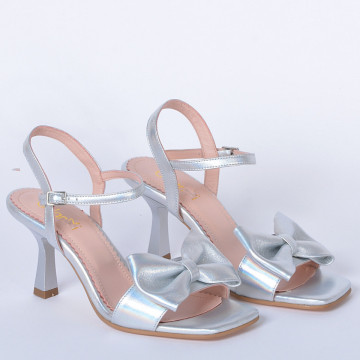 Sandale cu toc Piele Naturala Corina Argintii- Need 4 Shoes