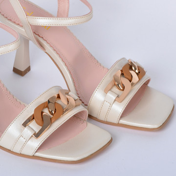 Sandale cu toc Piele Naturala Sibel Bej- Need 4 Shoes