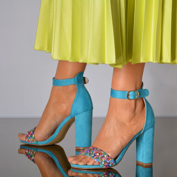 Sandale Dama Cu Toc Molly Albastre- Need 4 Shoes